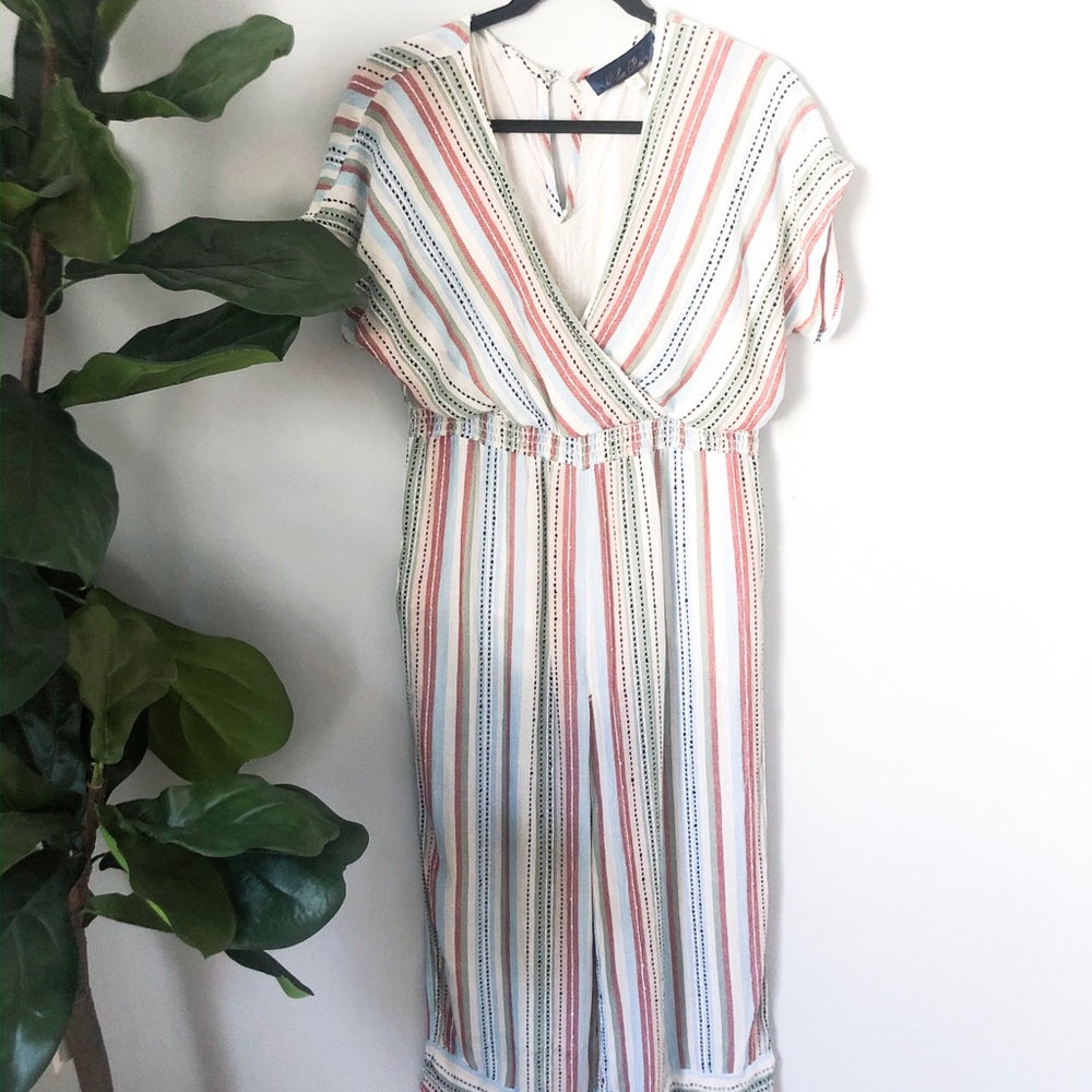 Francecsca’s  Striped Multicolor Blue Rain Romper